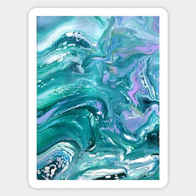 Teal and Purple Acrylic Pour Painting Sticker by dnacademic